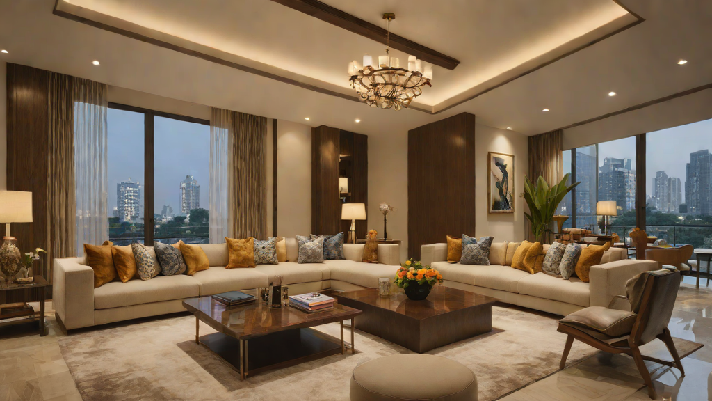 Luxury contemporary living room with bespoke furniture Mumbai