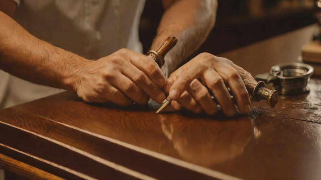 Craftsman hand-finishing luxury furniture at FCI India