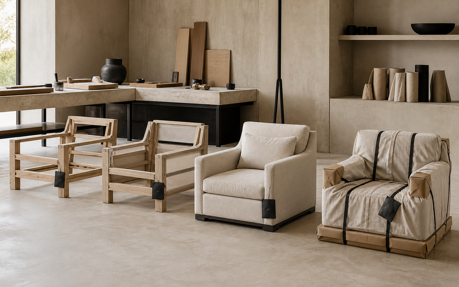 Four evidence checkpoints during bespoke furniture production