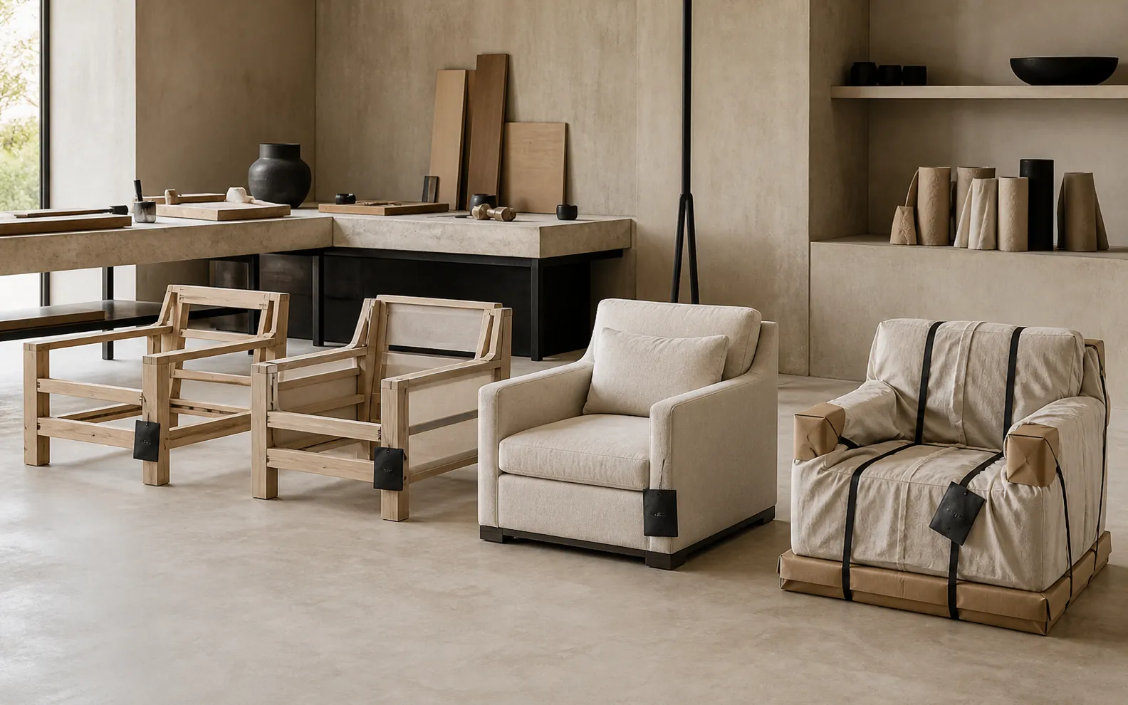 Four evidence checkpoints during bespoke furniture production