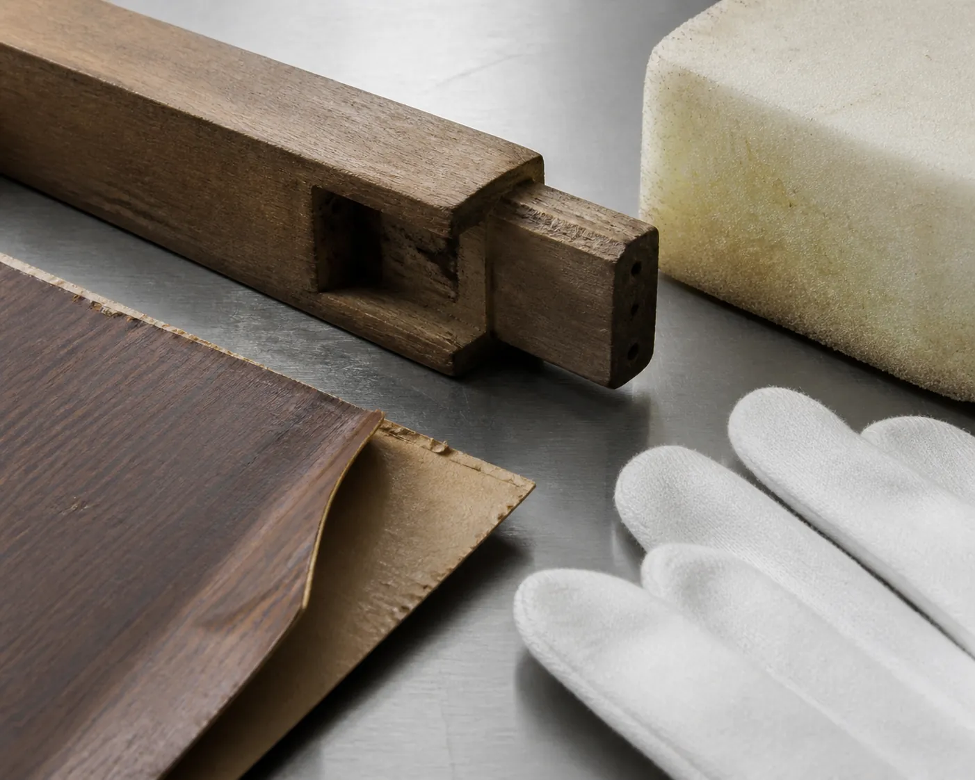 Furniture joint, veneer and upholstery materials under inspection